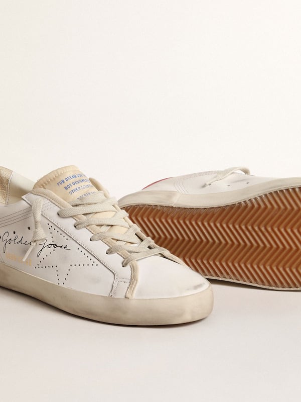 Golden Goose - Women's white leather Super-Star with perforated star and fuchsia nylon heel tab in 