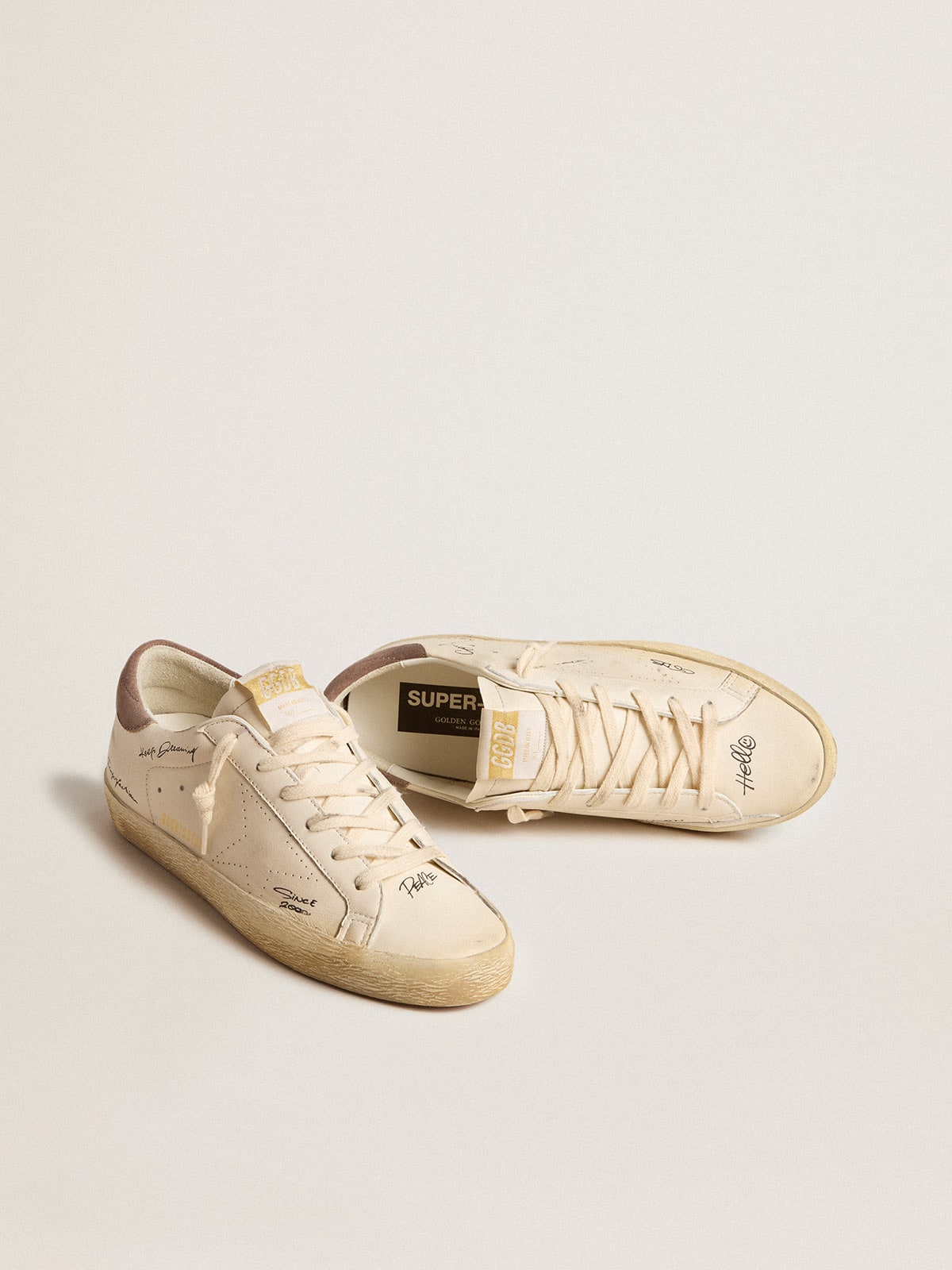 Golden Goose - Women's Super-Star in nappa leather with perforated star and suede heel tab in 