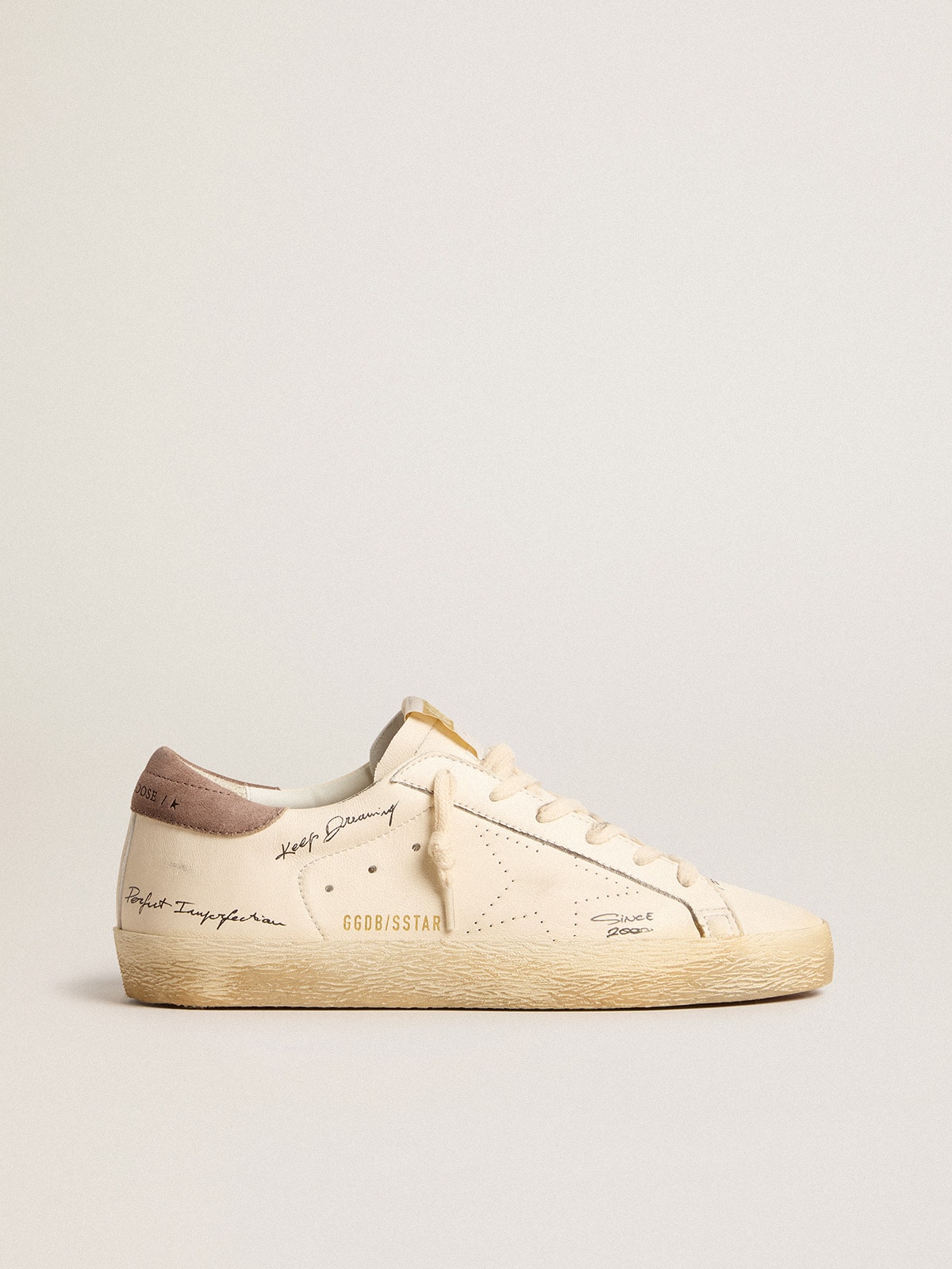 Golden Goose - Women's Super-Star in nappa leather with perforated star and suede heel tab in 