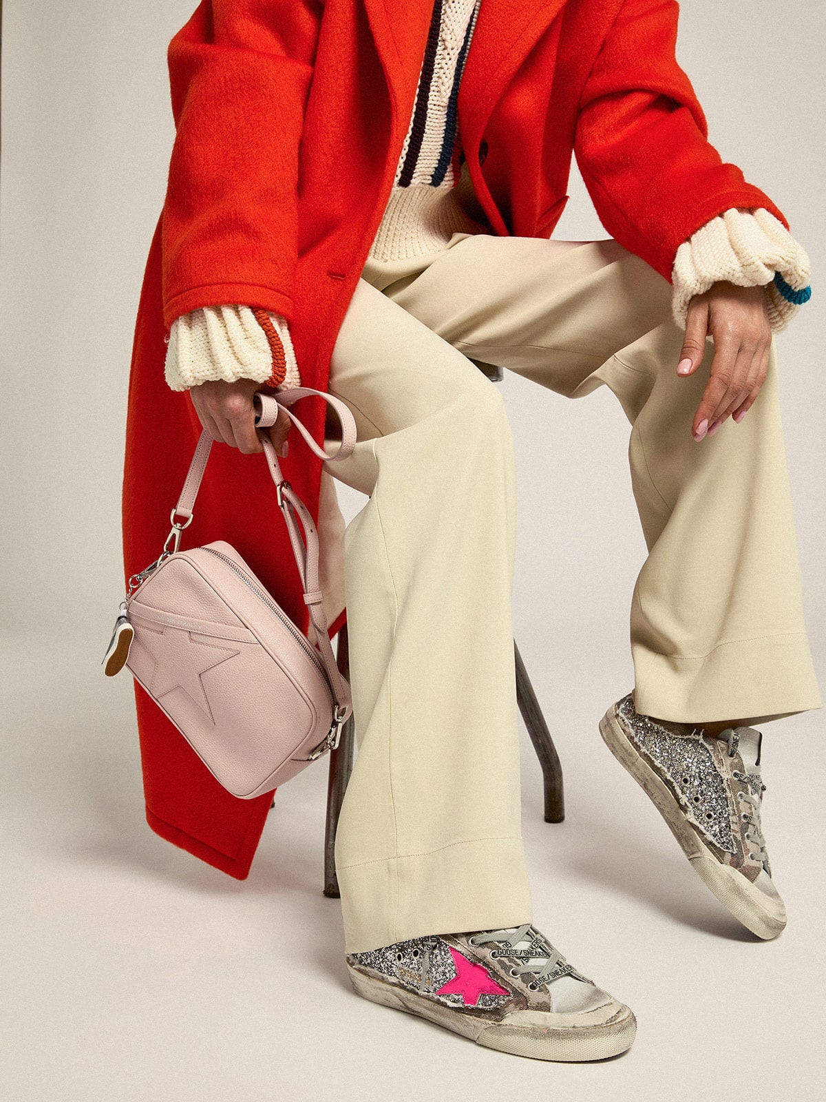 Golden Goose - Super-Star sneakers in silver glitter and camouflage canvas in 