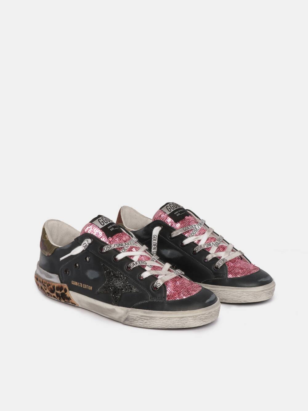 LTD SuperStar sneakers with colored glitter and leopardprint multi