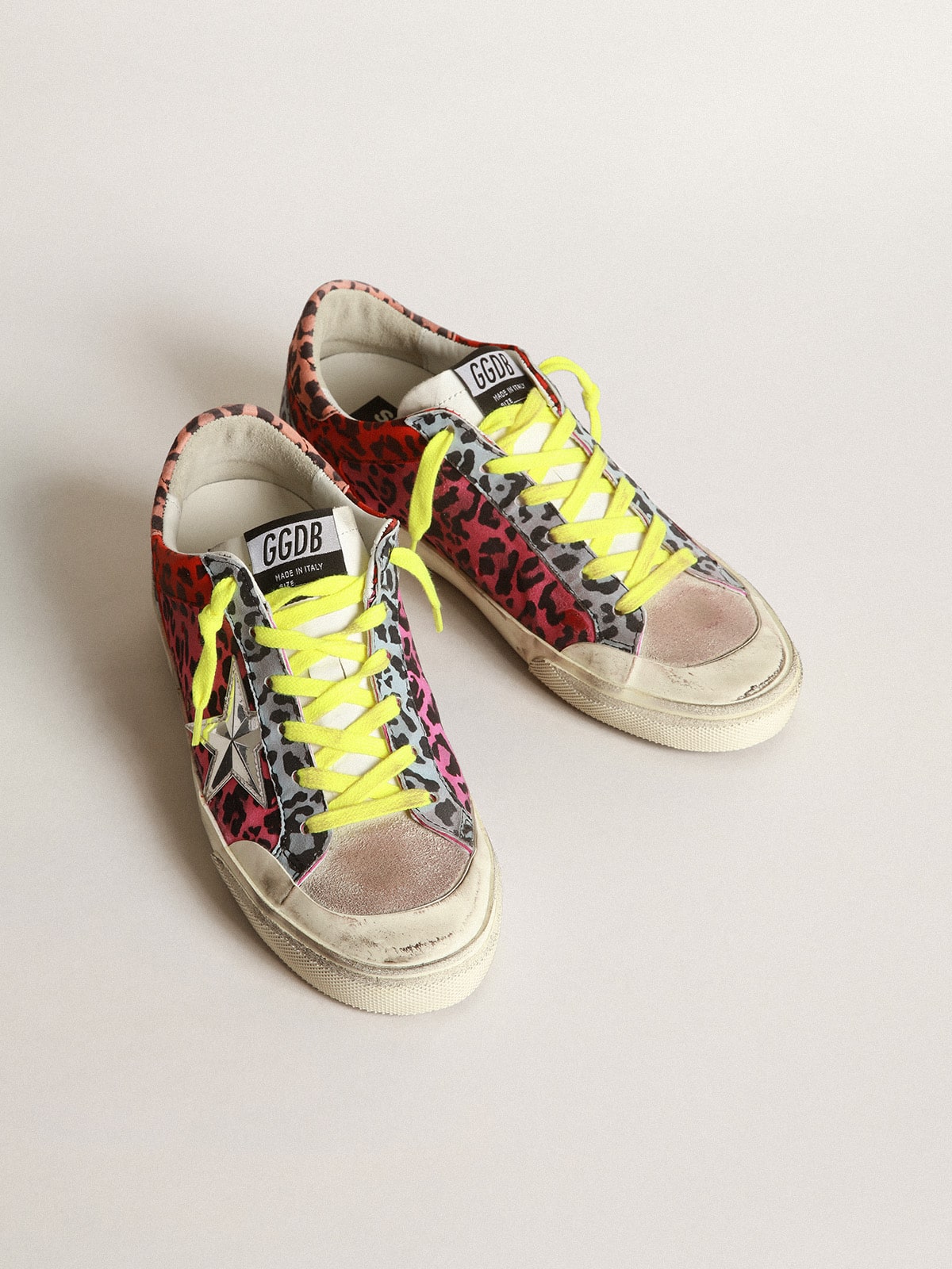 Golden Goose - Multicoloured animal-print Super-Star sneakers with chrome star in 