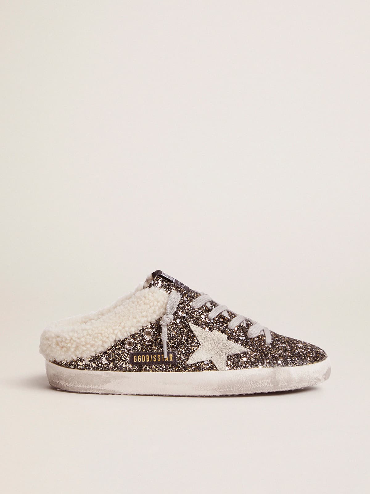 Golden Goose - Super-Star sabot Donna con glitter e interno shearling in 