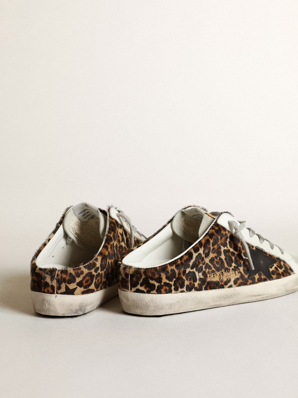 Golden Goose - Women's Super-Star Sabot in leopard print pony skin with black star in 