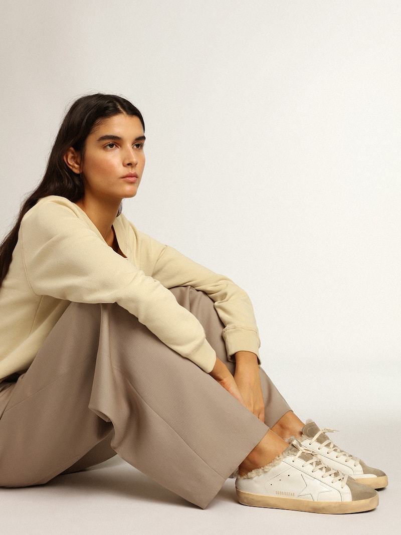 Golden Goose - Mules Super-Star con estrella de piel blanca y forro de shearling in 