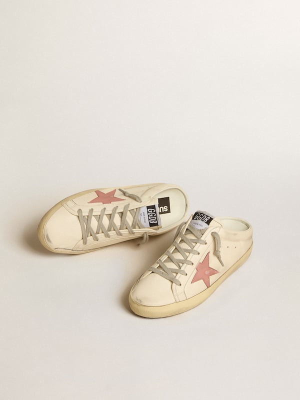 Golden Goose - Women's Super-Star Sabots in nappa with pink leather star in 