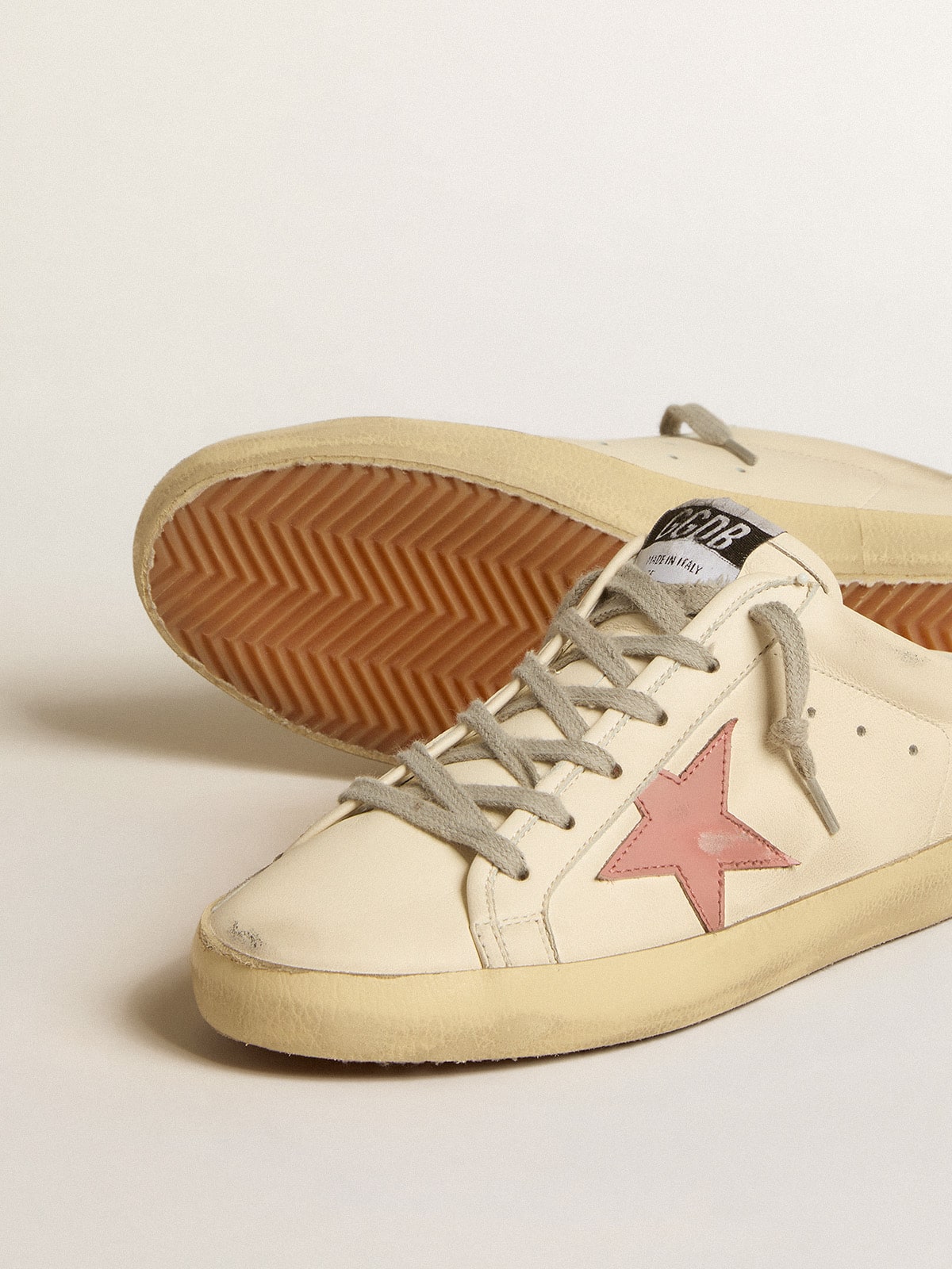 Golden Goose - Women's Super-Star Sabots in nappa with pink leather star in 