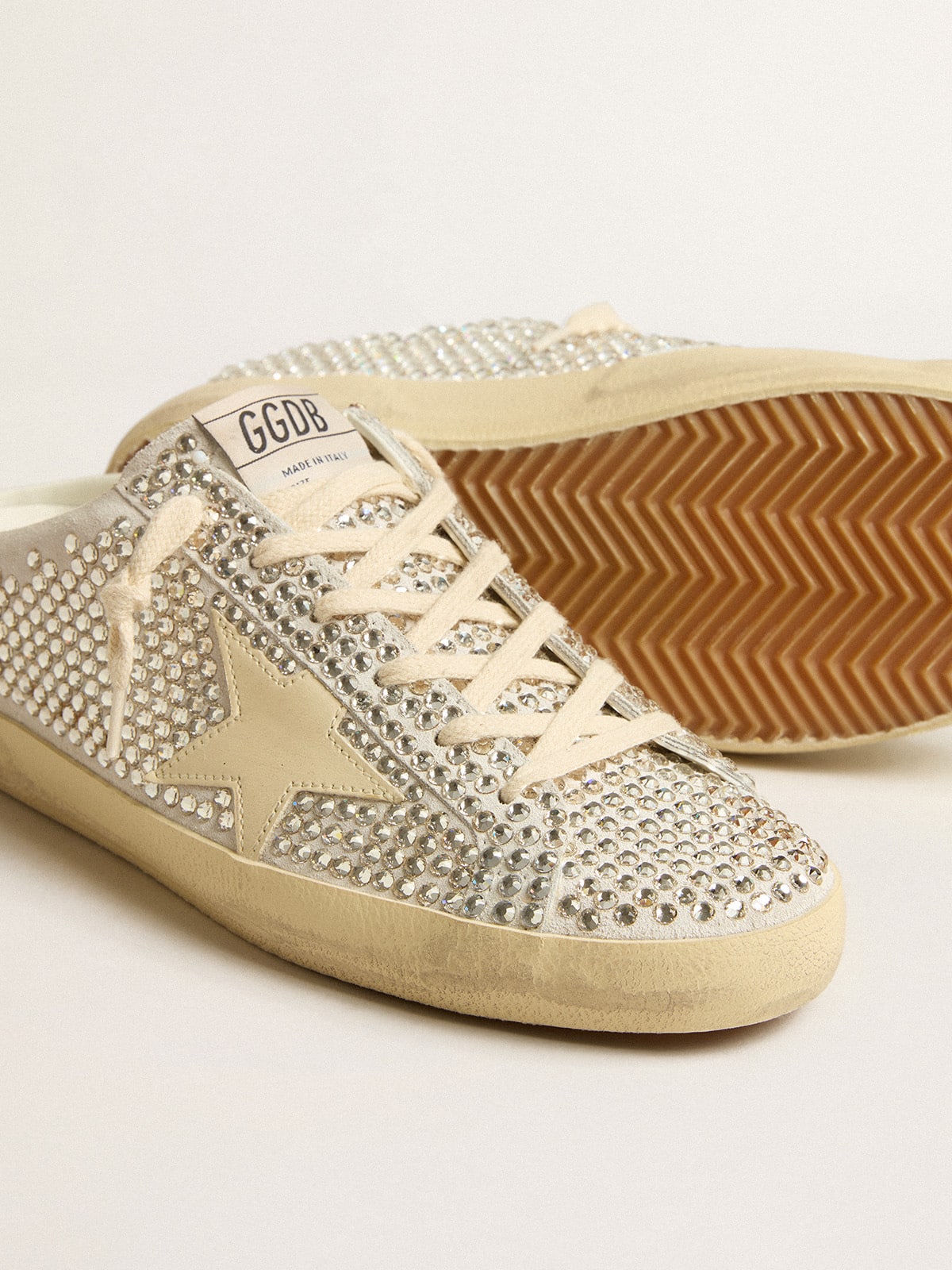 Golden Goose - Women's Super-Star Sabots LTD in Swarovski crystals with white leather star in 