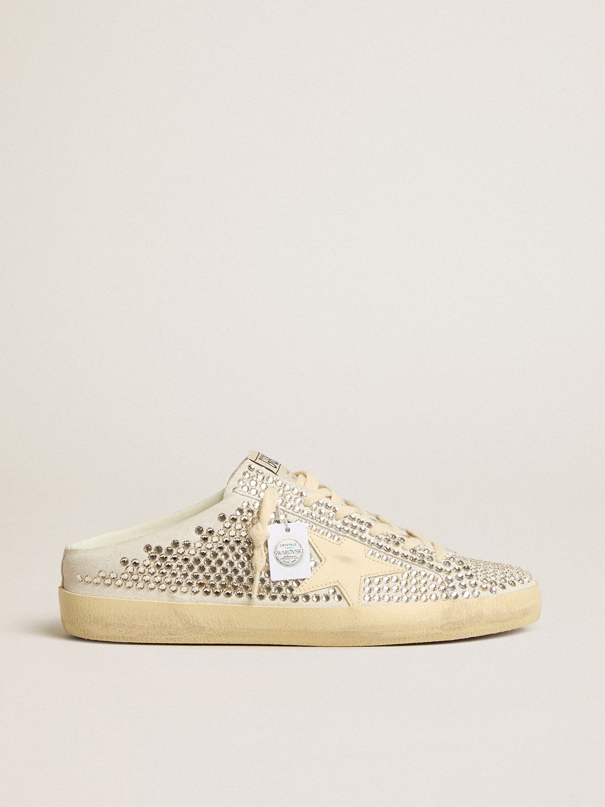 Golden Goose - Women's Super-Star Sabots LTD in Swarovski crystals with white leather star in 