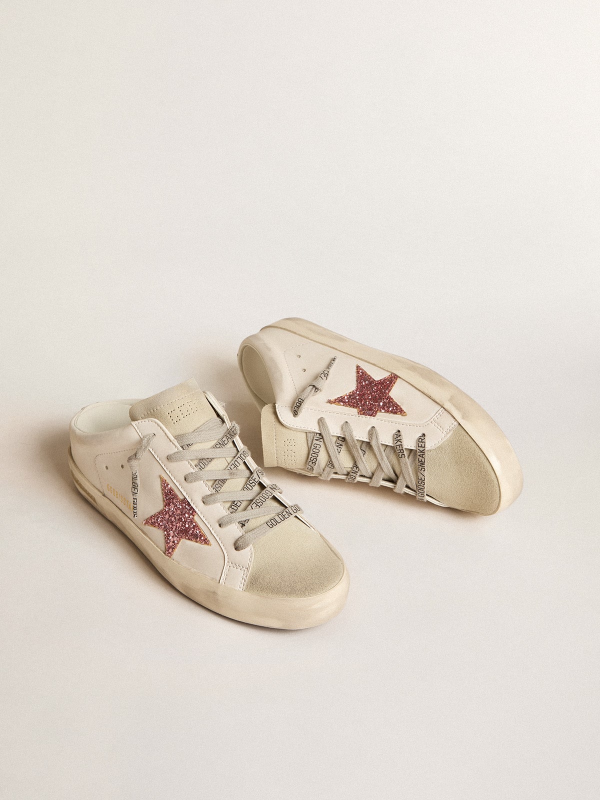 Super-Star サボ バイオベース グリッタースター（ピンク）＆スエードトゥキャップ | Golden Goose