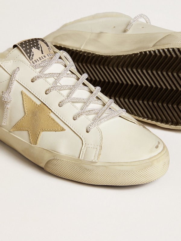 Golden Goose - Women’s Super-Star Sabots with gold suede star and shearling lining in 