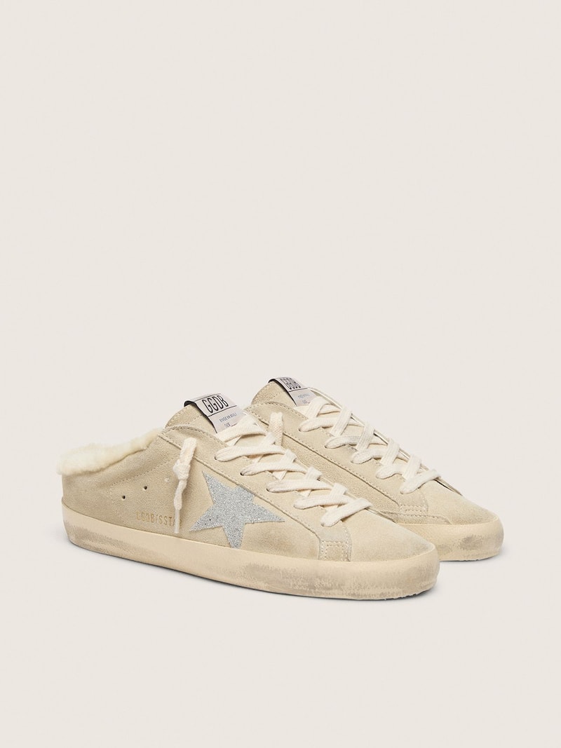 Golden Goose - Mules Super-Star con estrella de cristales Swarovski y forro de shearling in 