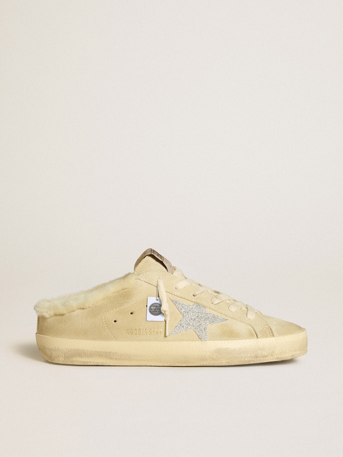 Golden Goose - Super-Star Sabot con stella in cristalli Swarovski e fodera in shearling in 