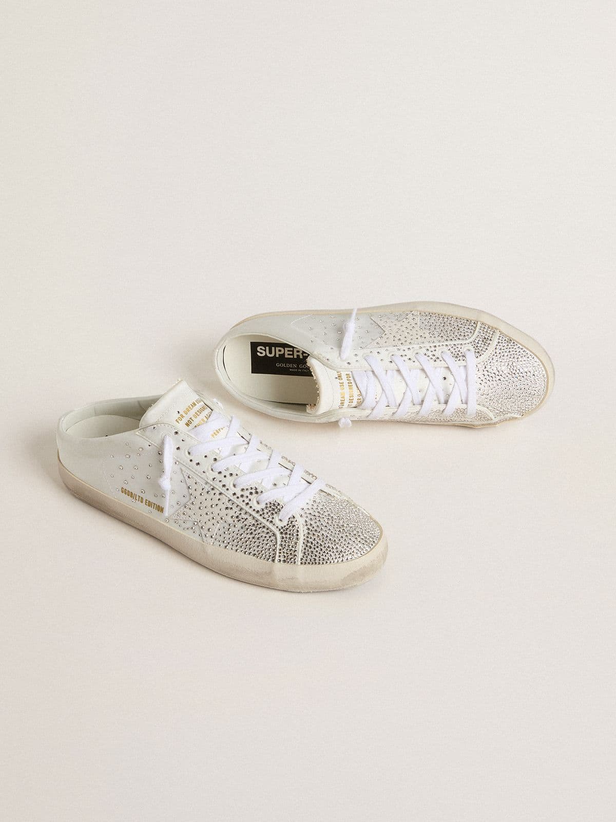 Women’s Super-Star Sabot LTD with gray suede star and Swarovski crystals