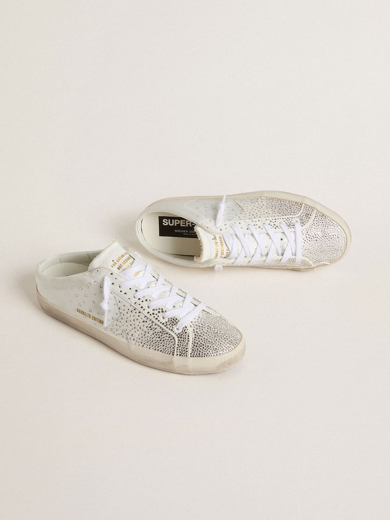 Golden Goose - Mules Super-Star LTD de Mujer con estrella de ante gris y cristales Swarovski in 