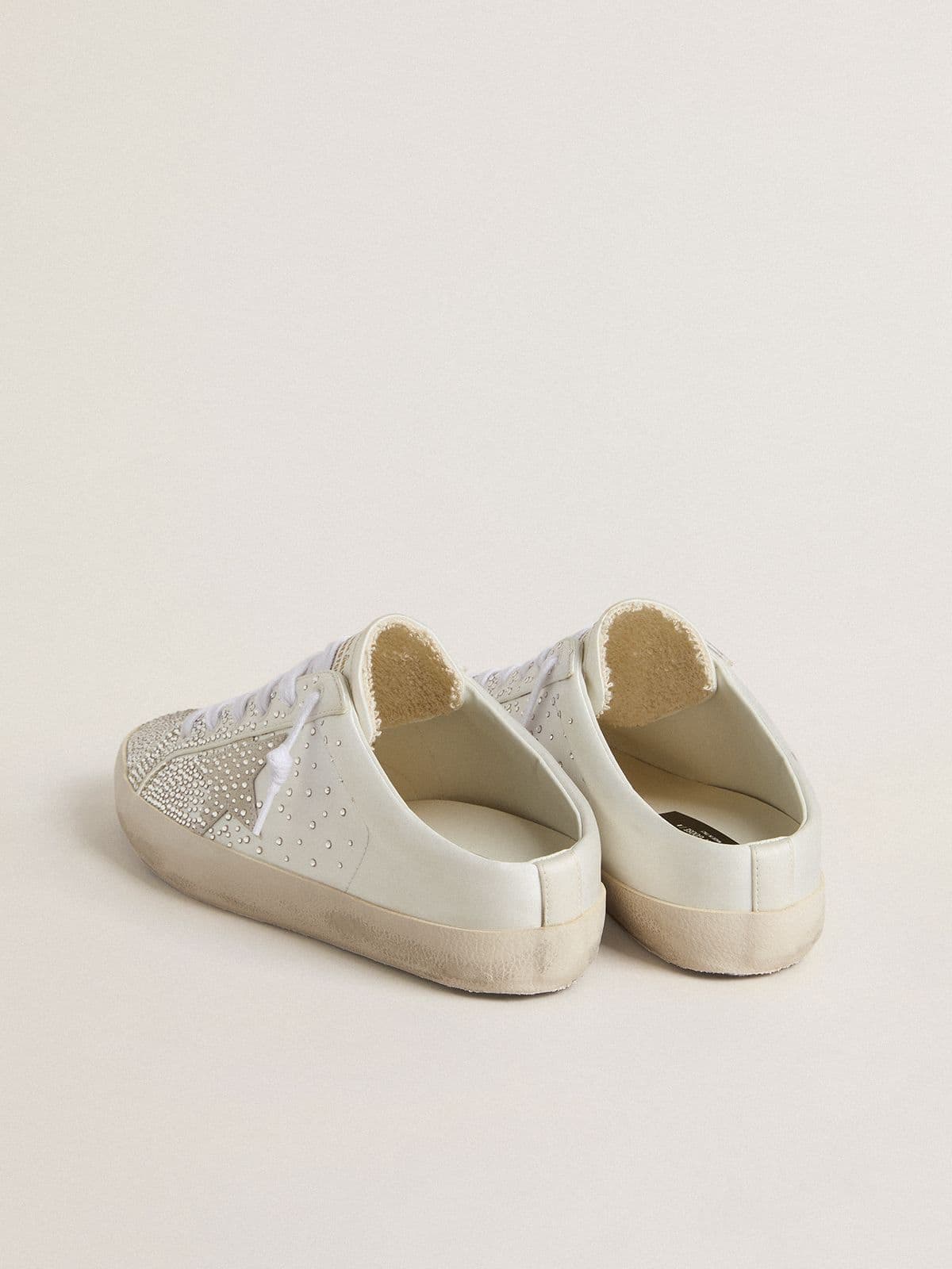 Golden Goose - Women’s Super-Star Sabot LTD with gray suede star and Swarovski crystals in 