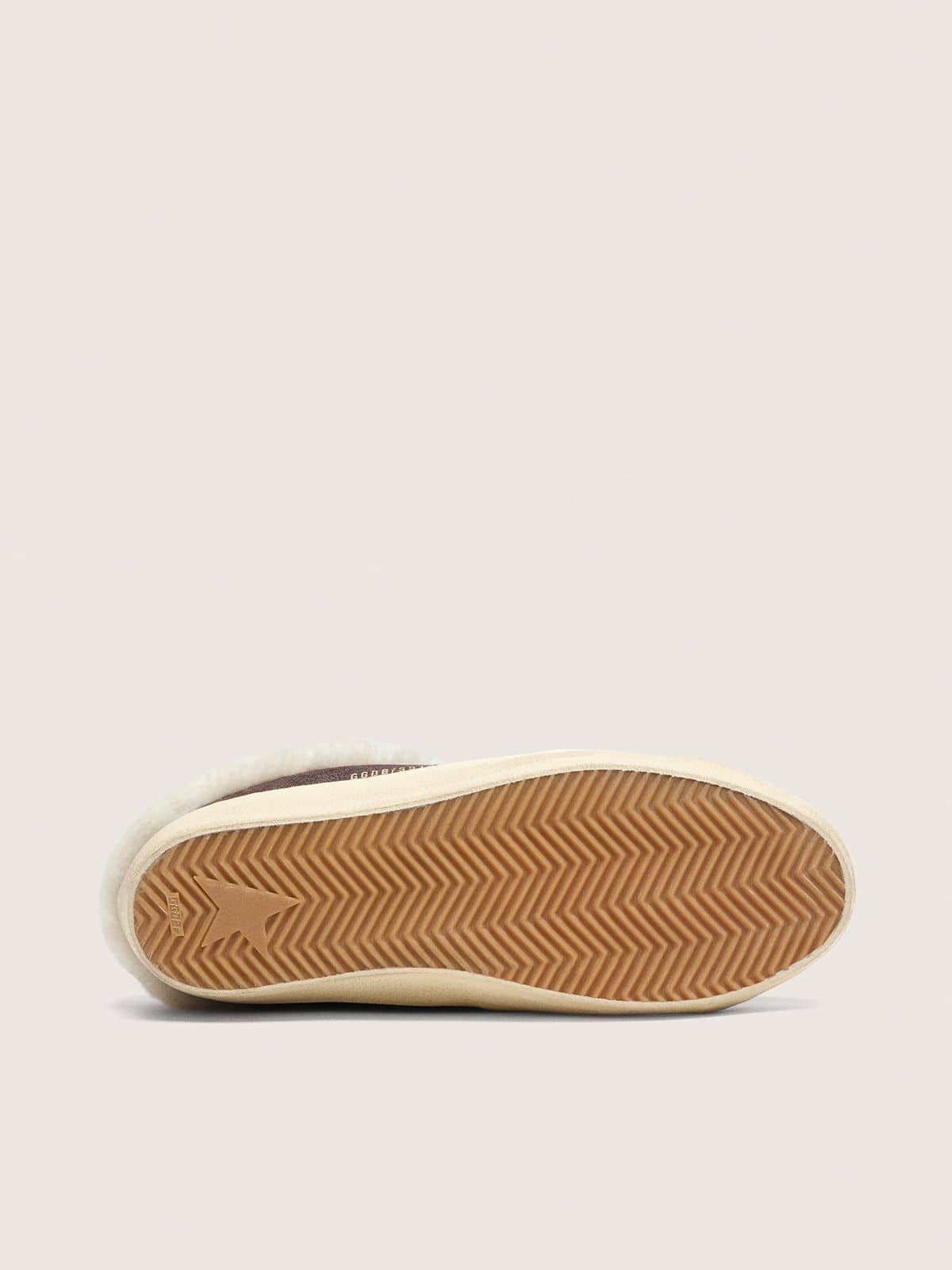 Golden Goose Women&rsquo;s Super-Star Sabots in dark brown glitter suede with matching star Super-Star Sabot brown woman
