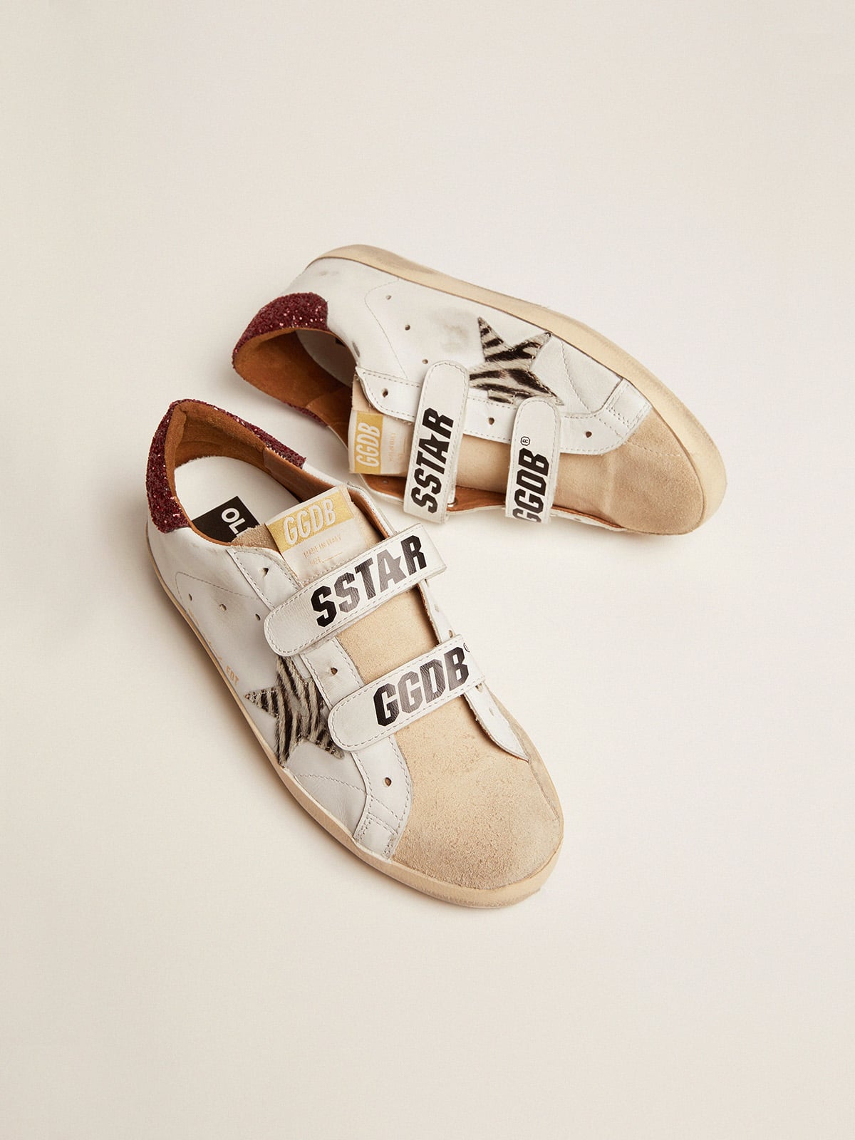 Golden Goose - Damen Old School mit Ponyfell Stern mit Zebradruck in 