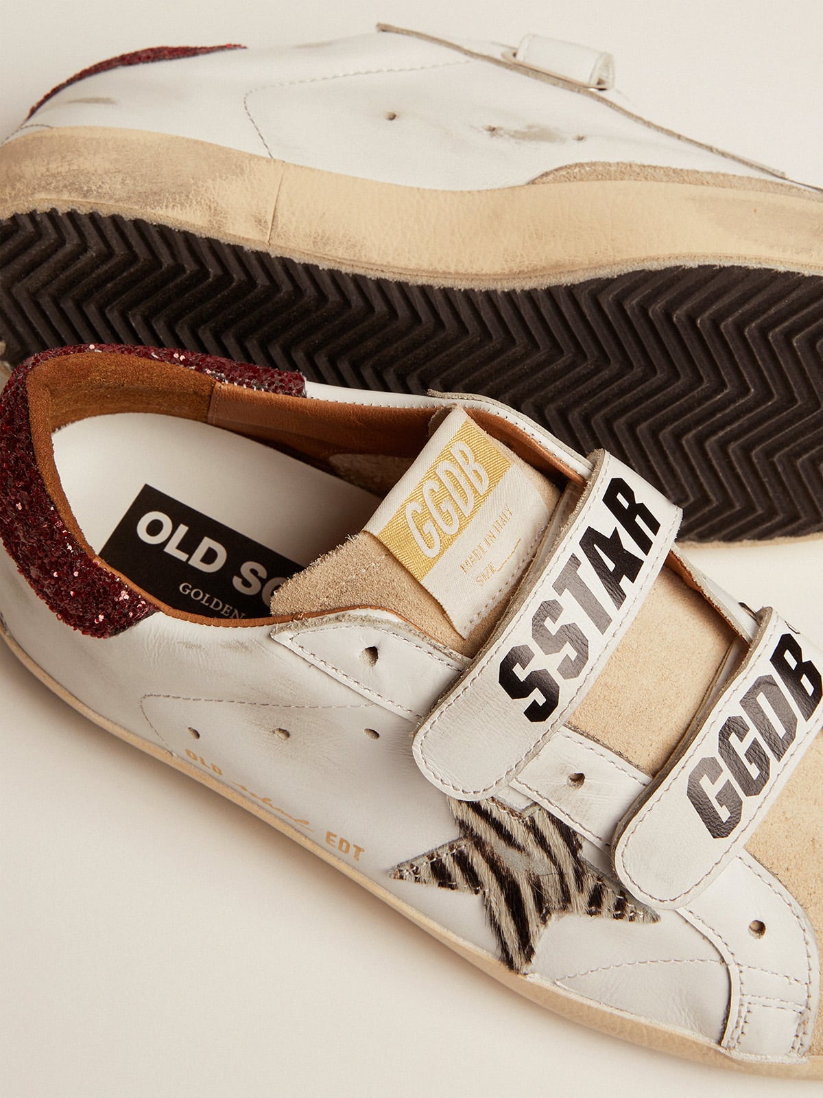 Golden Goose - Old School feminino com estrela de couro cavalinho zebrado in 