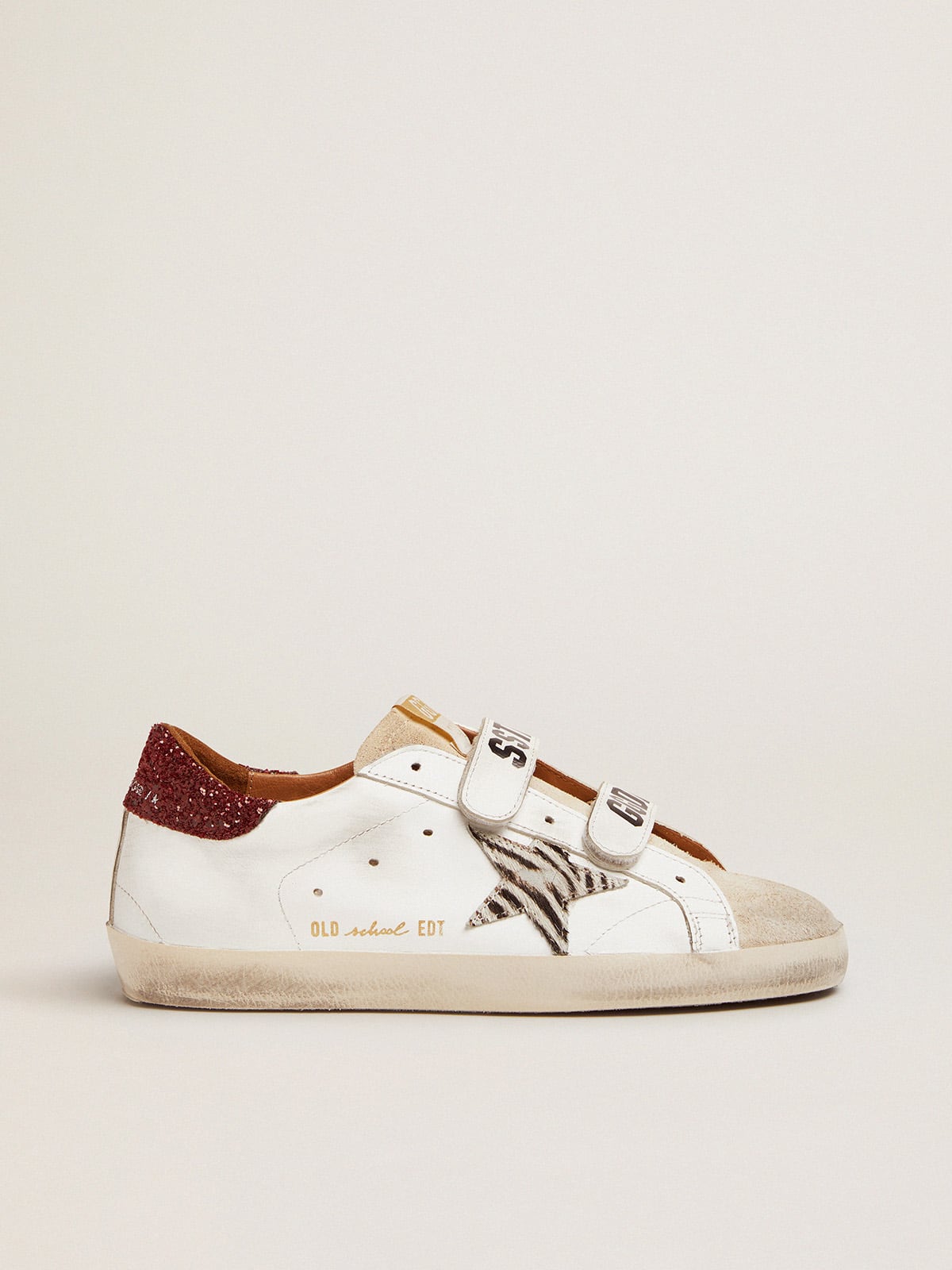 Golden Goose - Old School feminino com estrela de couro cavalinho zebrado in 