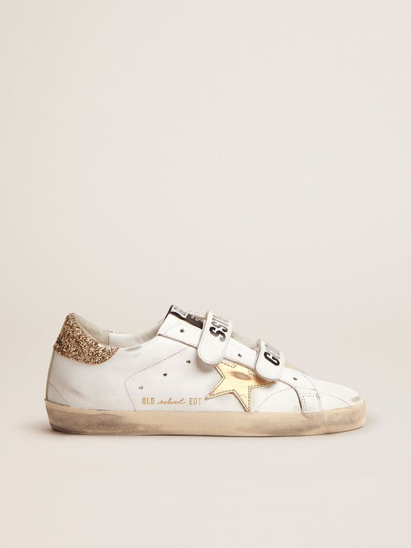 Golden Goose - Women's Old School with gold star in laminated leather in 
