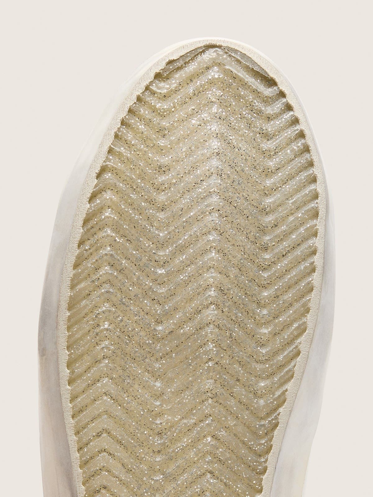 Golden Goose - Old School Donna con stella in glitter argento con linguetta in suede ghiaccio in 