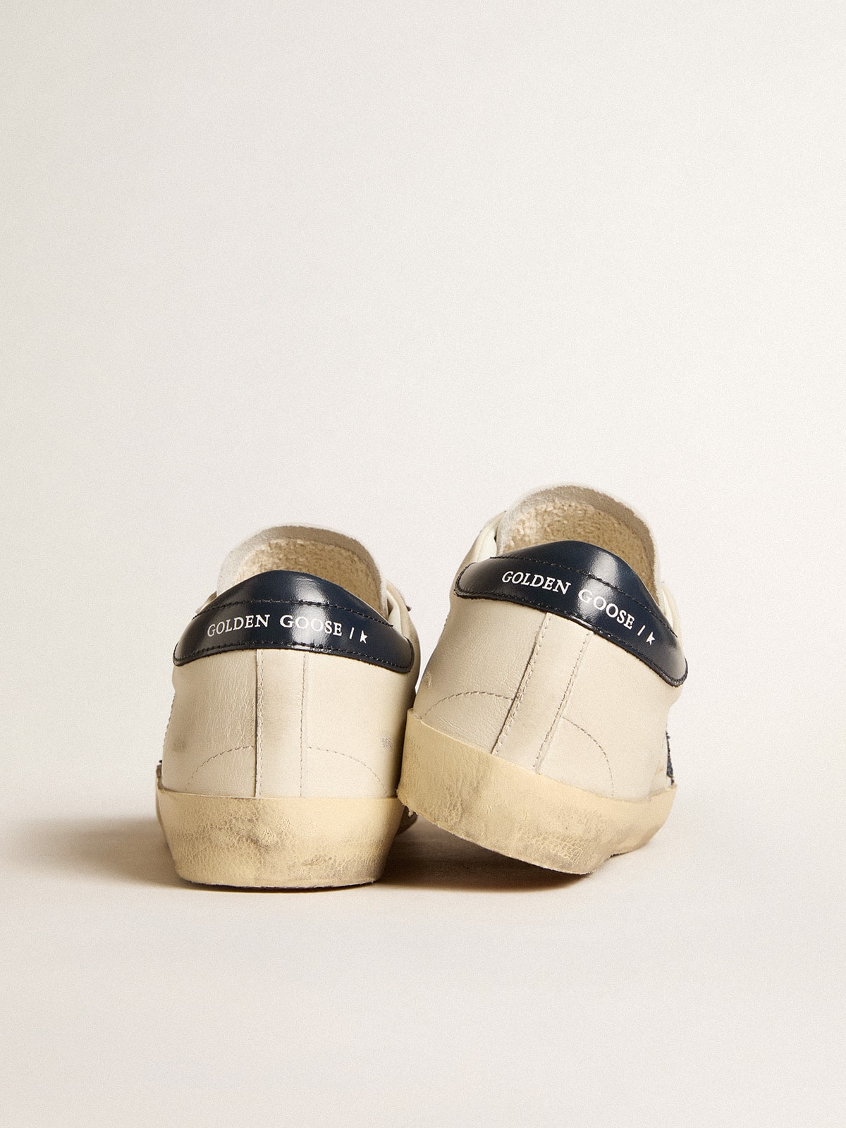 Golden Goose - Women's Old School in leather with blue glitter star and blue leather heel tab in 