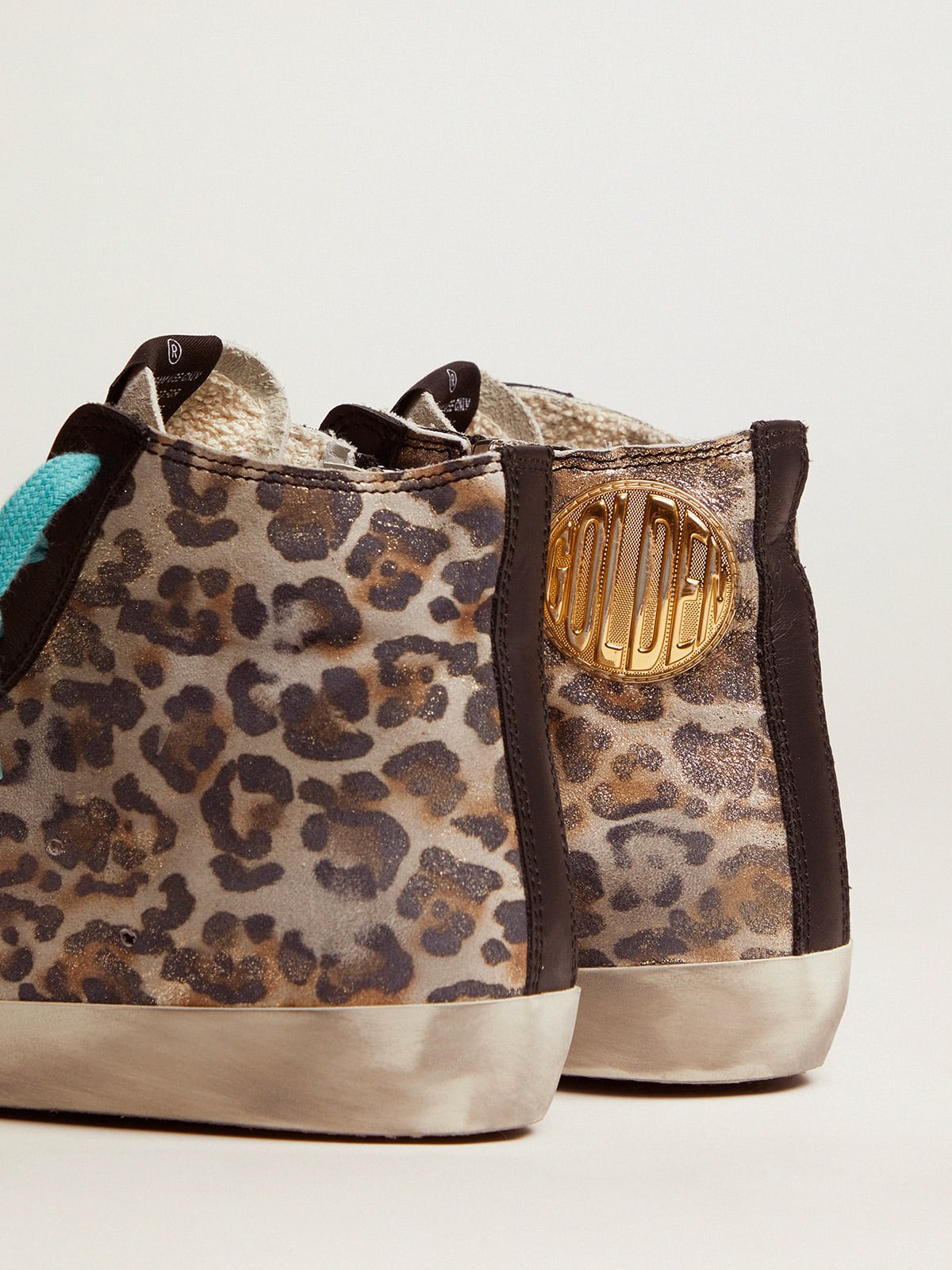 Golden Goose - Leopard-print Francy sneakers with blue laces in 