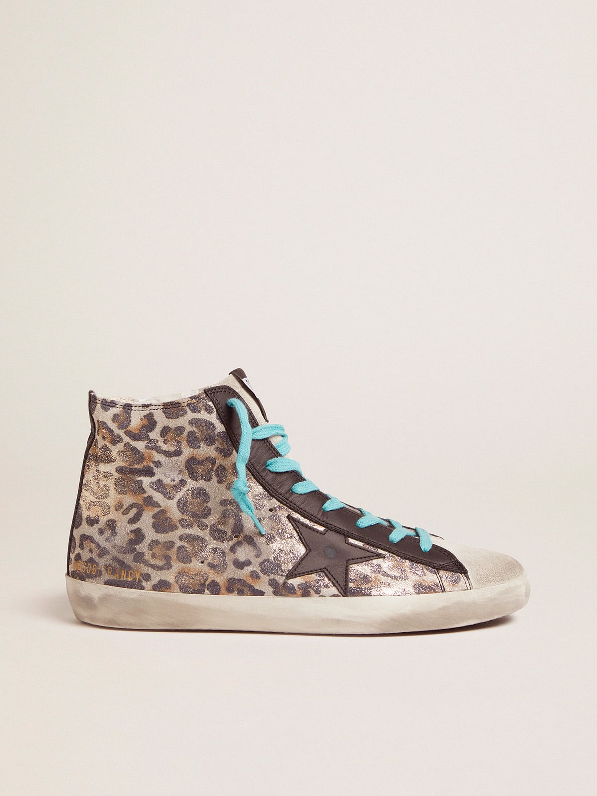 Golden Goose - Leopard-print Francy sneakers with blue laces in 