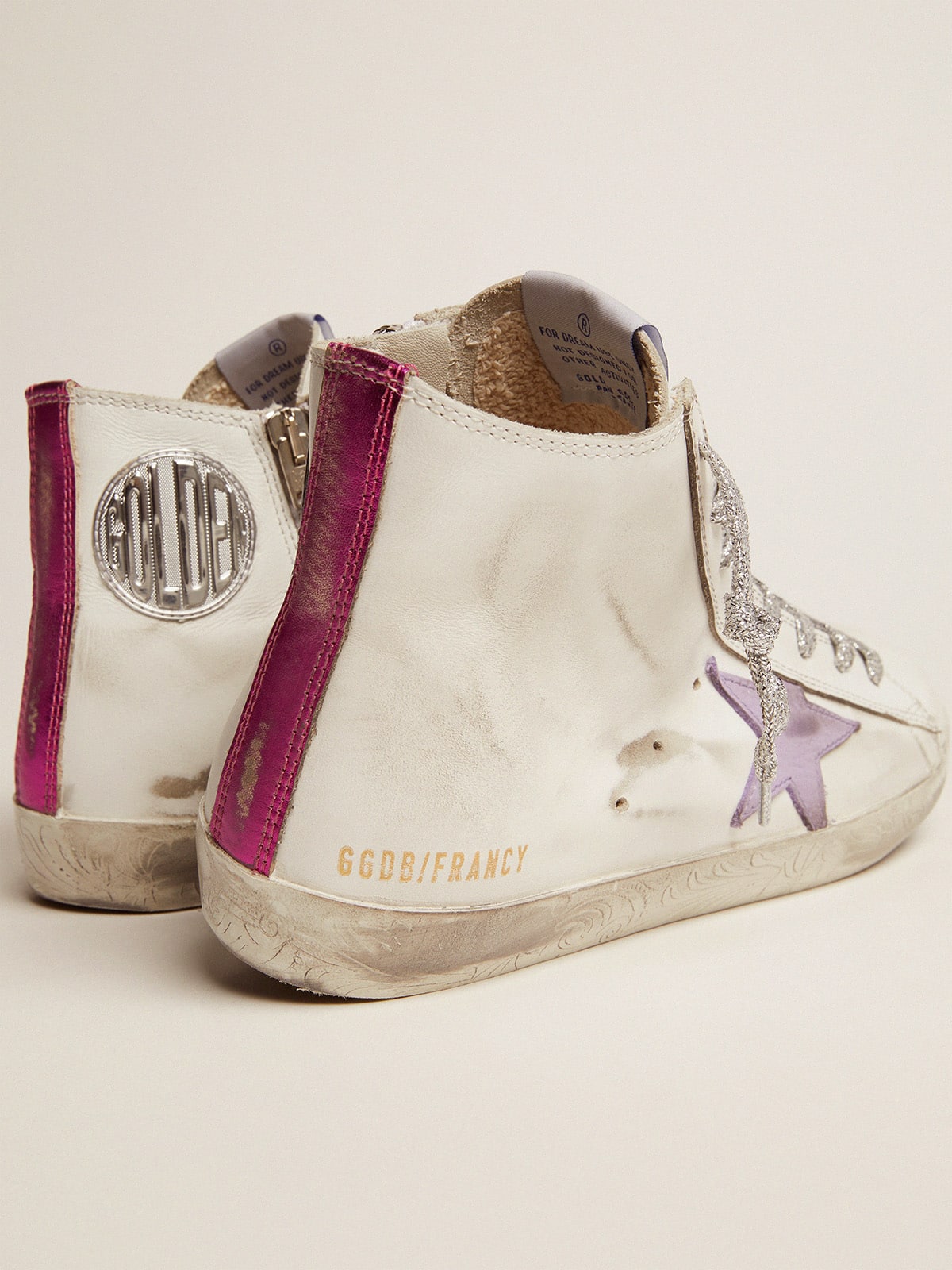 Golden Goose - Francy sneakers with foxing with floral decorations and lavender-colored star in 