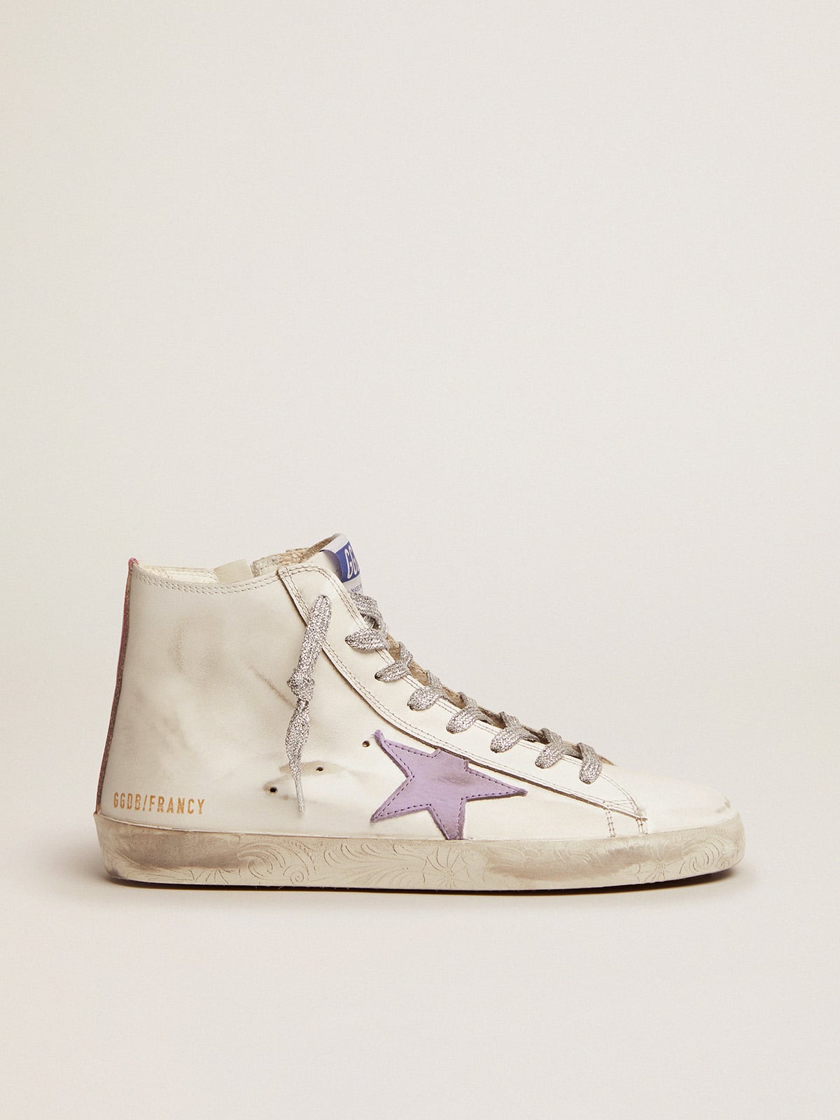 Golden Goose - Francy sneakers with foxing with floral decorations and lavender-colored star in 