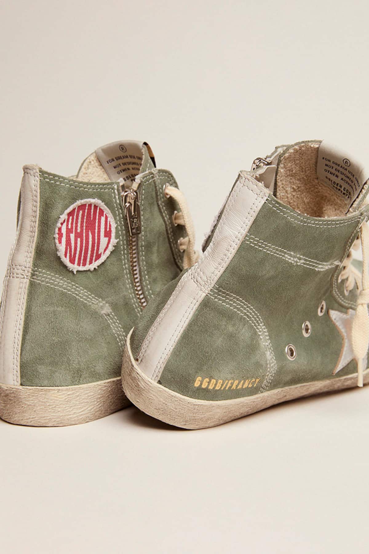 Golden Goose - Francy in green suede with silver metallic leather star in 
