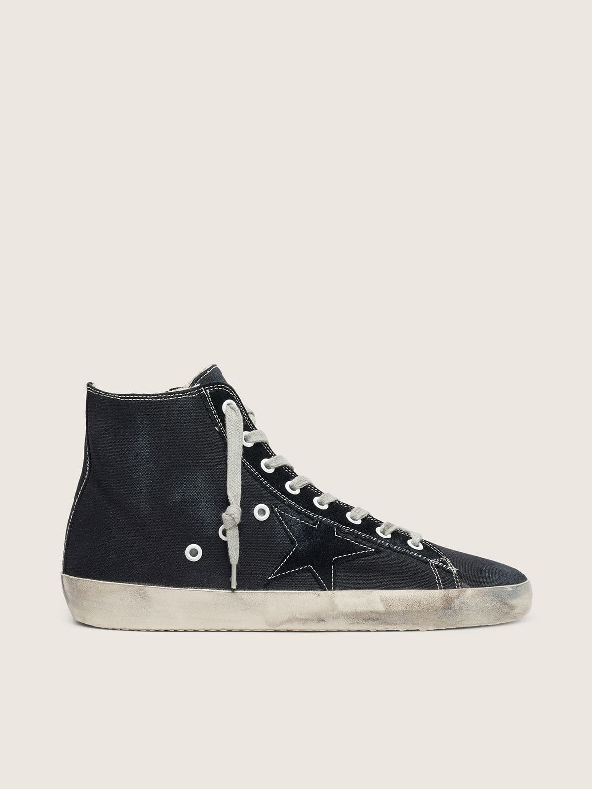 Golden Goose - Women's Francy in black canvas with tone-on-tone star in 