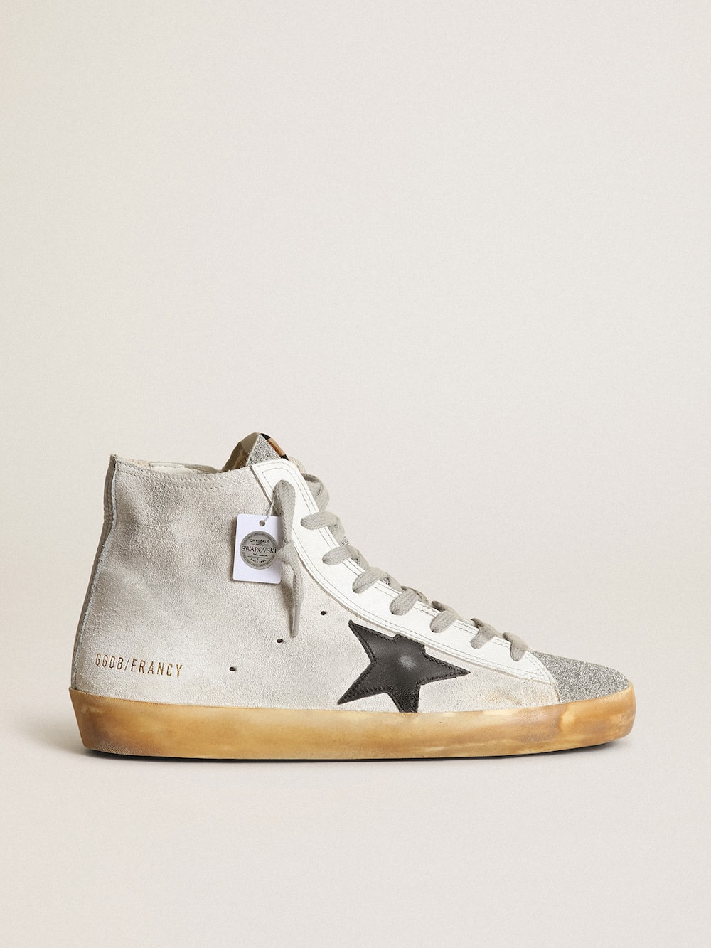 Golden Goose - Women’s Francy in white suede with black leather star in 