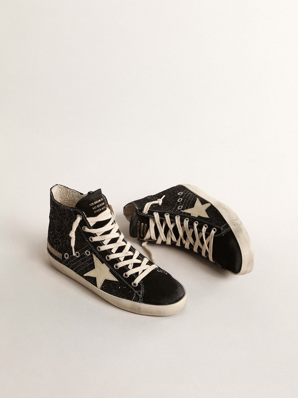 Golden Goose - Francy Penstar LTD in glitter with ivory star and black heel tab in 