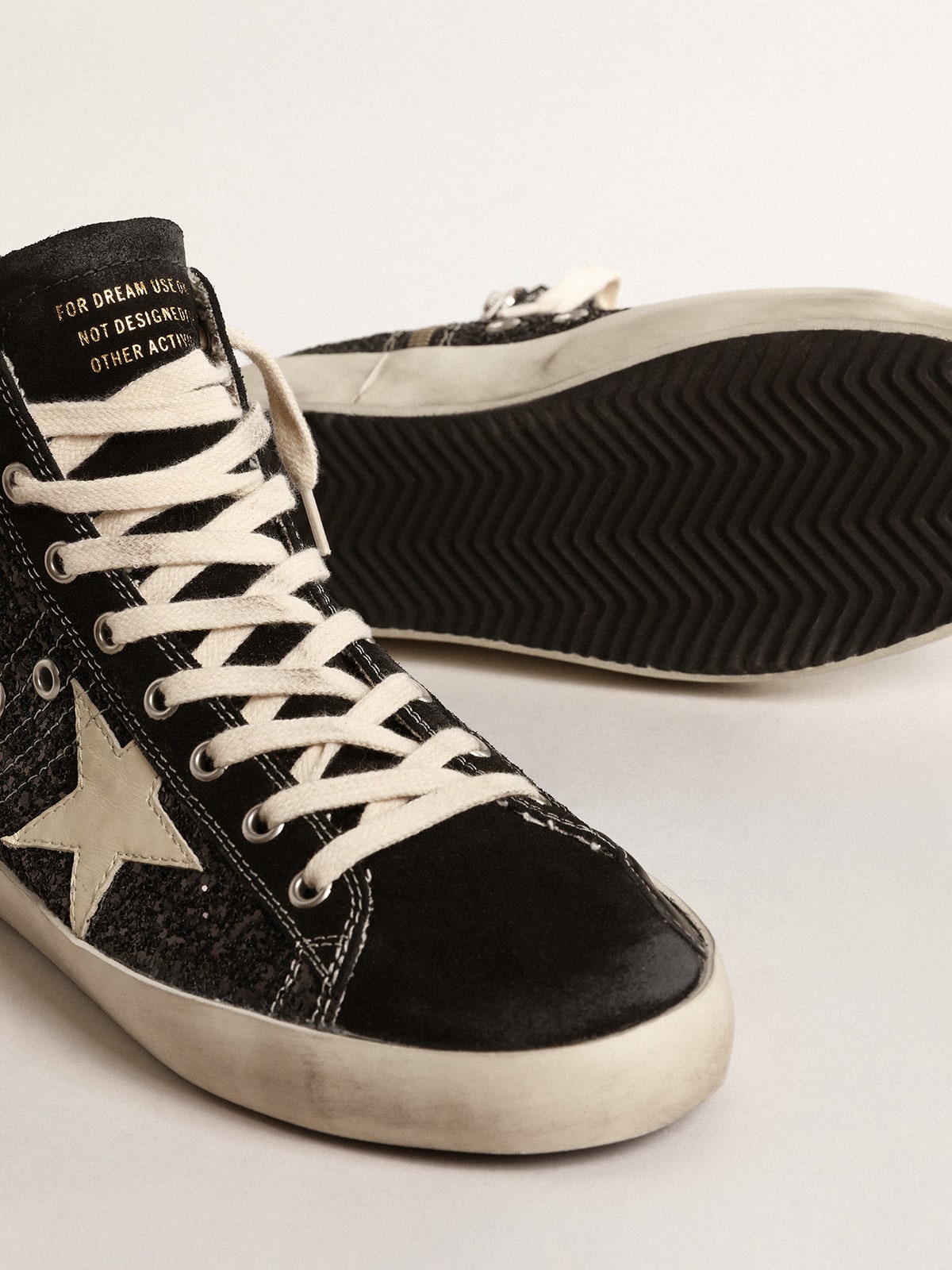 Golden Goose - Francy Penstar LTD in glitter with ivory star and black heel tab in 