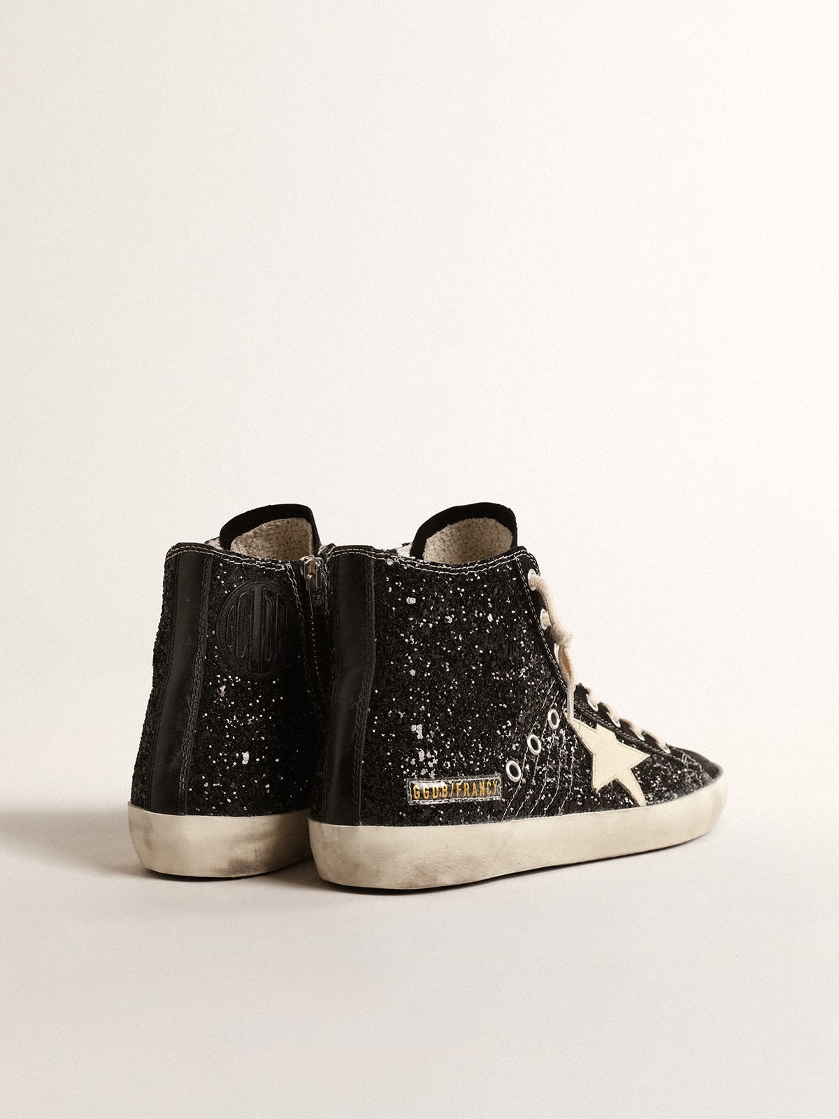 Golden Goose - Francy Penstar LTD in glitter with ivory star and black heel tab in 