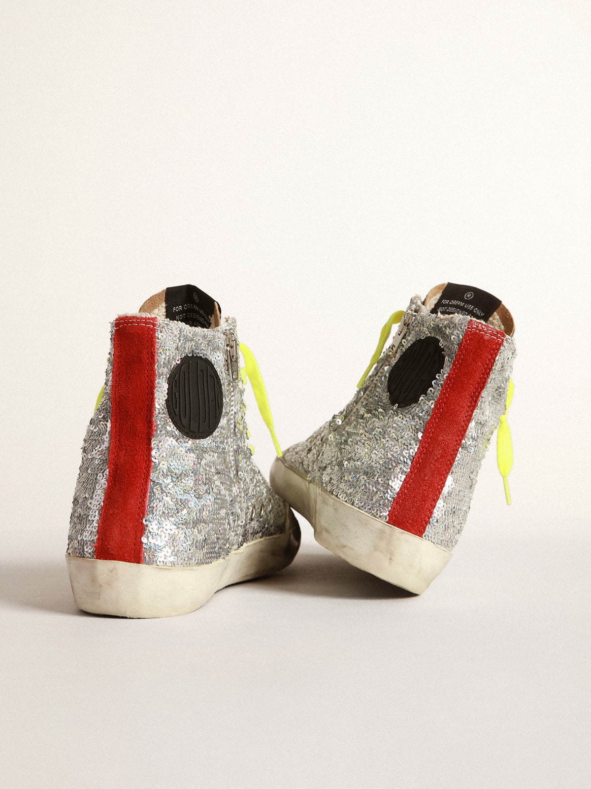 Golden Goose - Francy sneakers with silver sequins and leopard-print pony skin in 