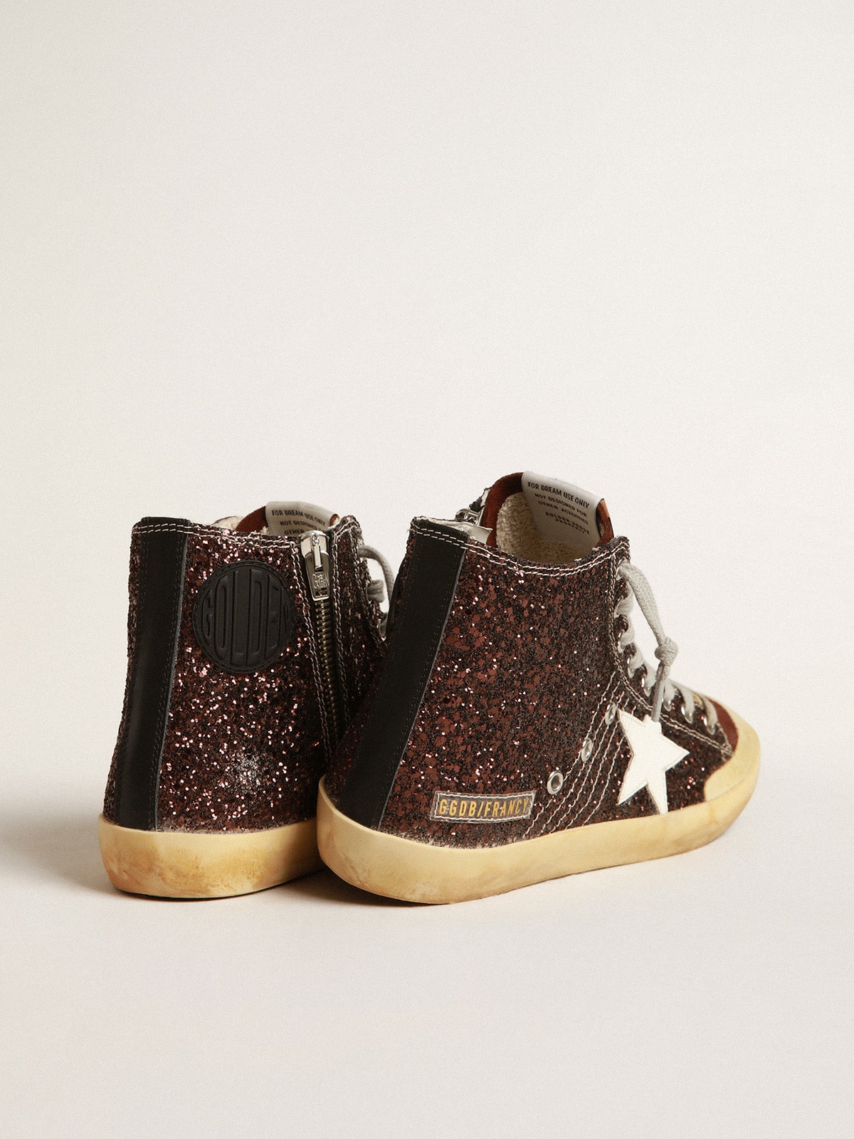 Golden Goose - Francy Penstar in glitter marroni con stella in pelle bianca in 