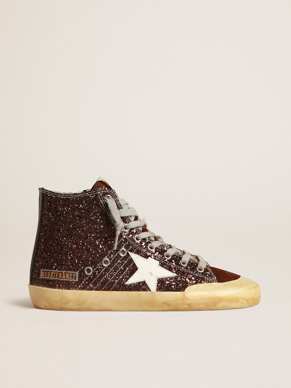 Golden Goose - Francy Penstar in brown glitter with white leather star in 