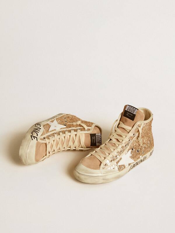Golden Goose - Francy Penstar in sequins with leather star and suede inserts in 