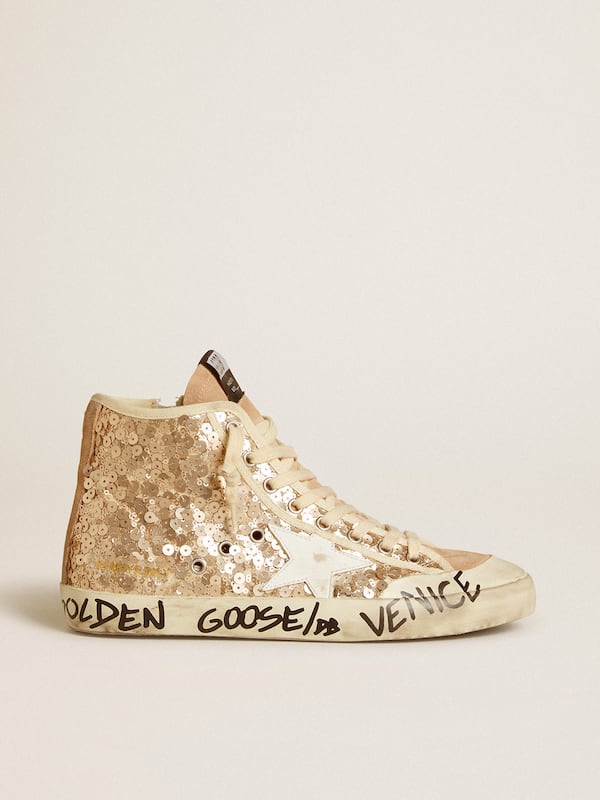 Golden Goose - Francy Penstar in sequins with leather star and suede inserts in 
