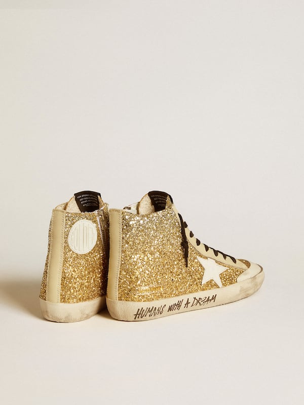 Golden Goose - Francy Penstar in gold glitter with white leather star in 