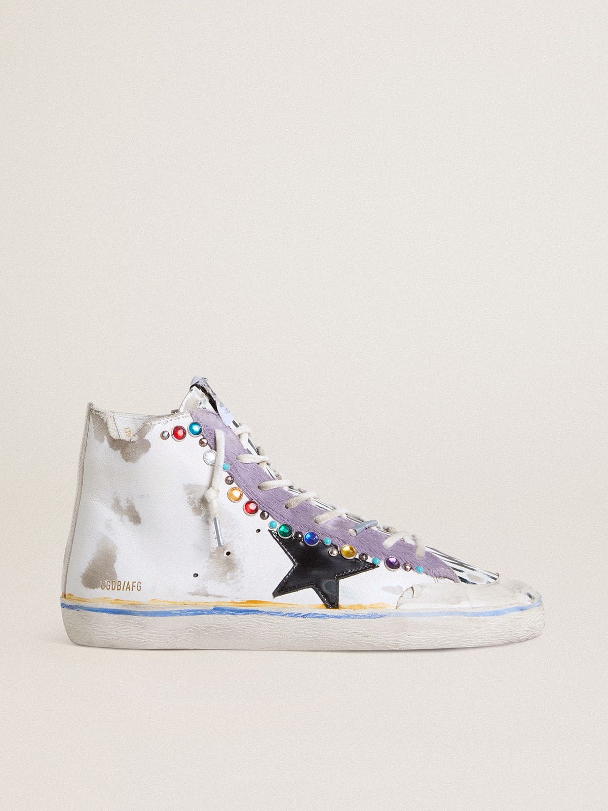 Golden Goose - Francy Penstar LAB Damen mit schwarzem Lederstern und bunten Nieten in 