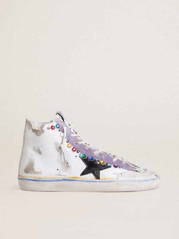 Golden Goose - Women’s Francy Penstar LAB with black leather star and multicolor studs in 