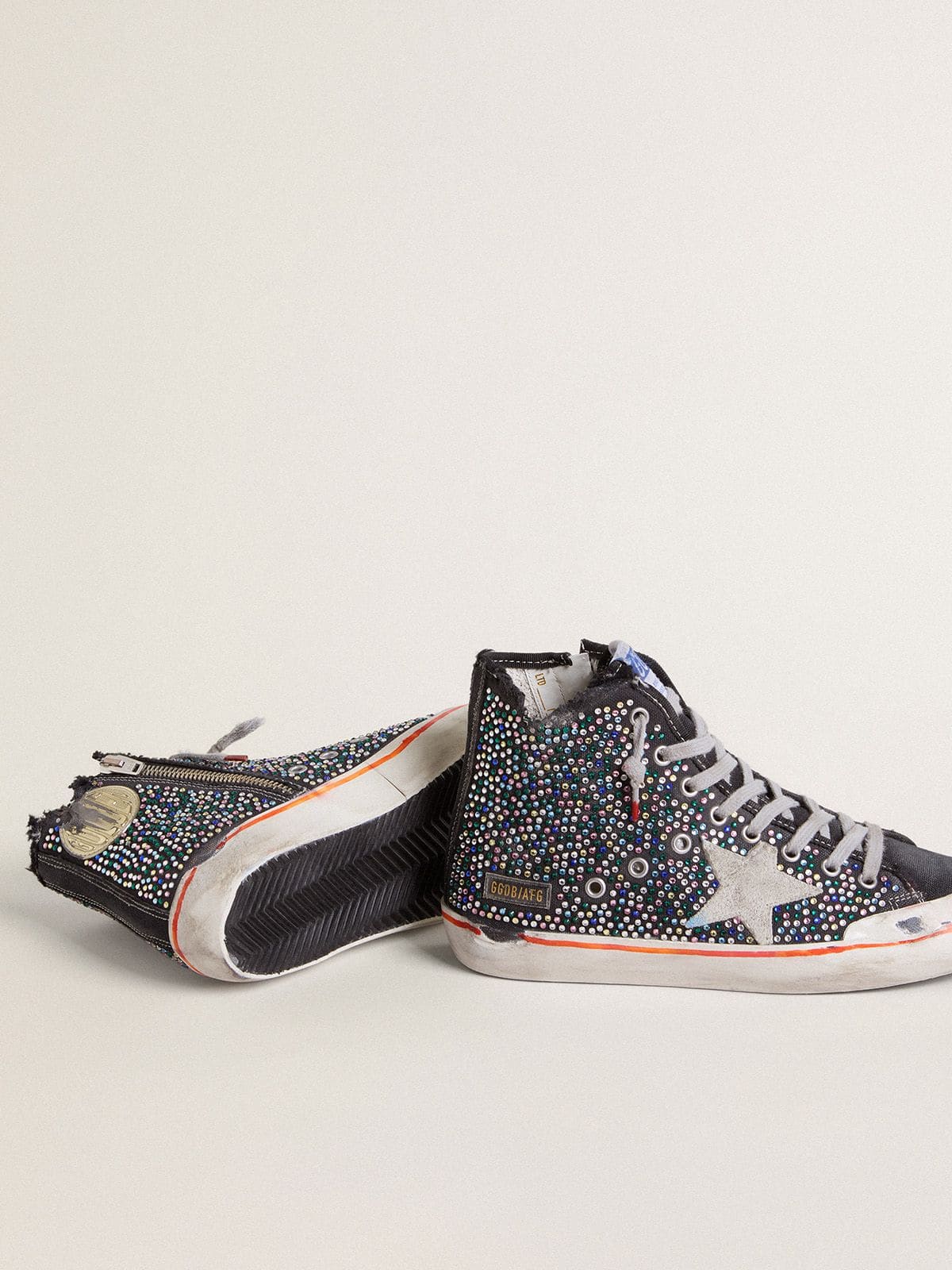 Golden Goose - Francy Penstar donna Lab in canvas nera con strass multicolori in 