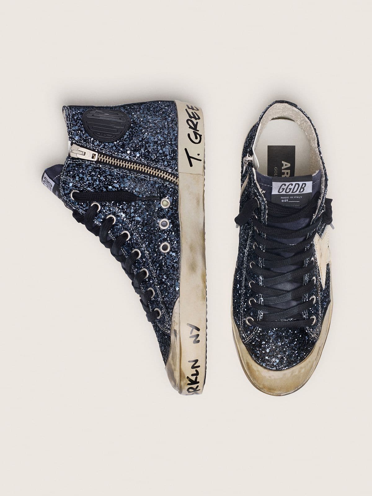 Francy donna in glitter blu scuro con stella bianca