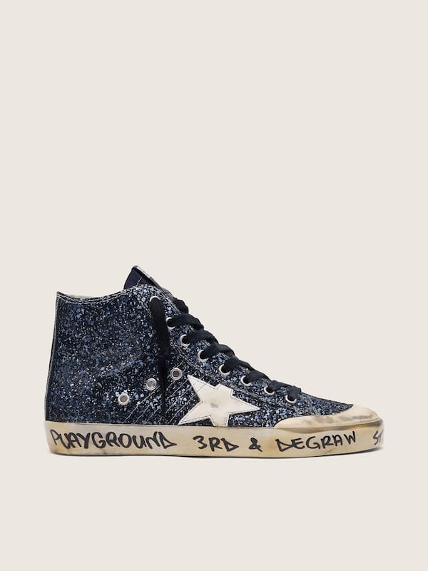 Golden Goose - Francy donna in glitter blu scuro con stella bianca in 