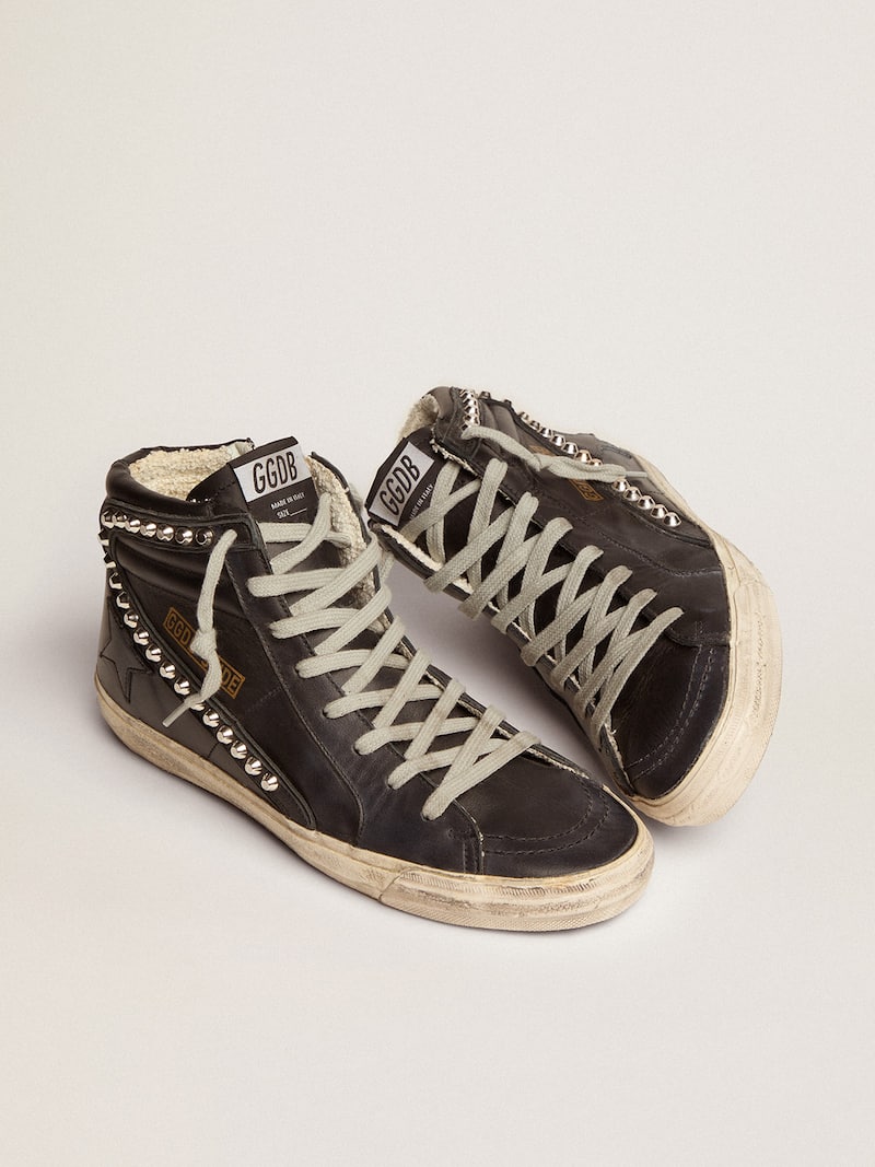 Golden Goose - Slide para mujer negras con tachuelas in 