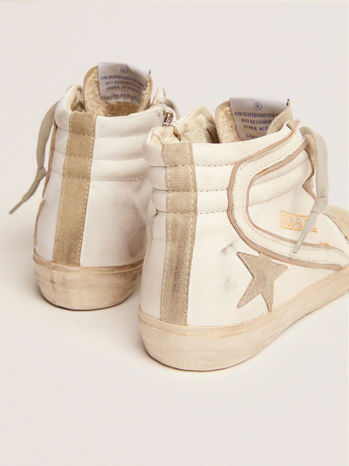 Golden Goose - Slide Donna con stella in suede grigio ghiaccio e virgola bianca in 